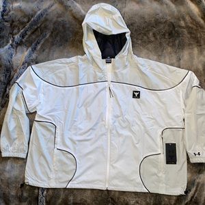 3x Project Rock womens UA Brahma Jacket hood full zip pockets white mesh lined